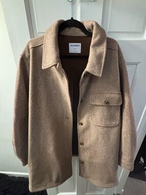 Old Navy Women’s Tan Wool-Blend Button Shirt Jacket